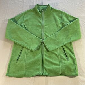 Starting Point Fleece Full Zip Green Long Sleeve Sweater Polyester Mens Size M